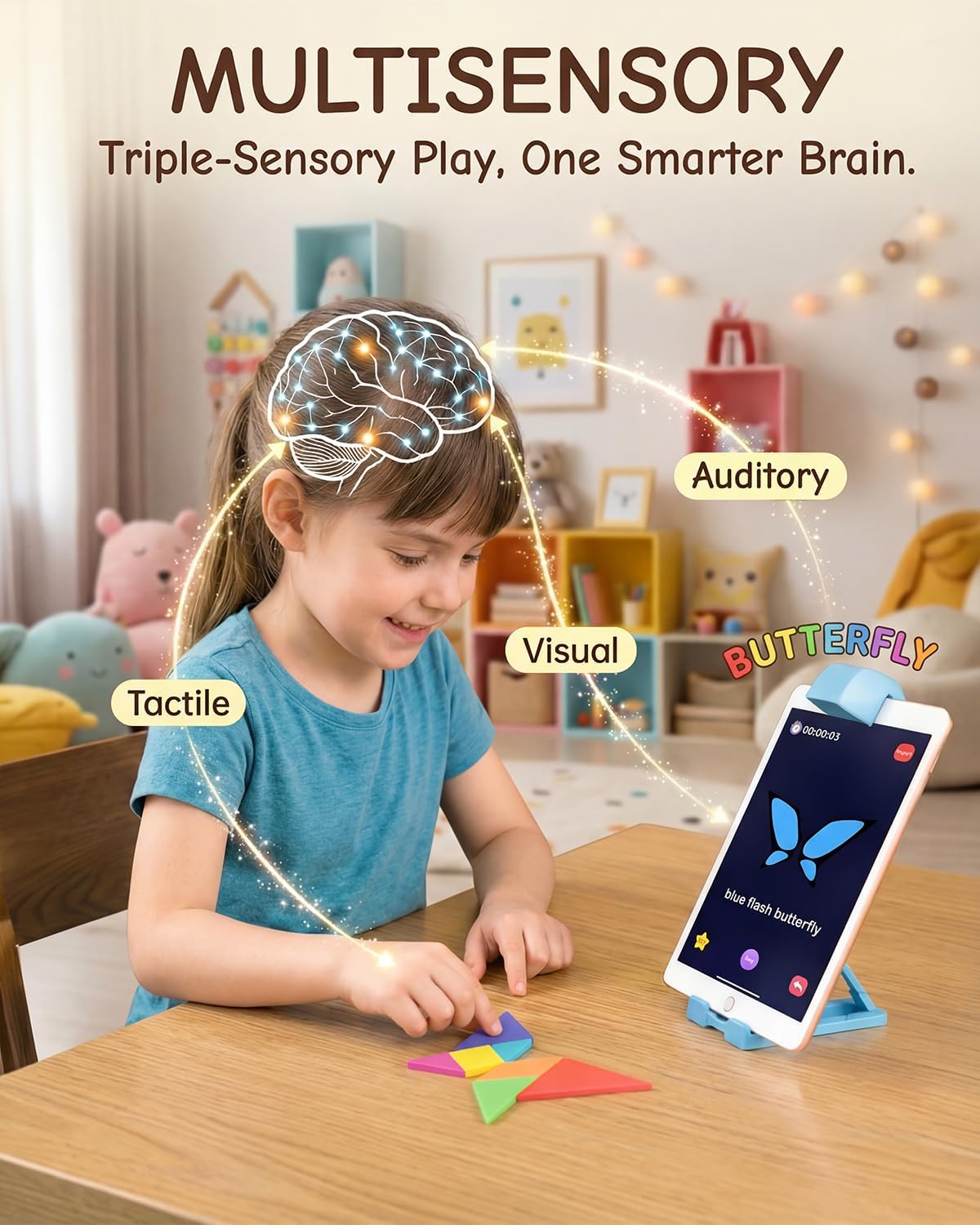 STEM Toys for Kids Ages 4-6, AR Tangram Puzzles with 1000+ Combinations & 20 Cognitive Cards, Food-Grade Silicone Sensory Toy, Interactive Family Games & Meaningful Screen Time Alternative