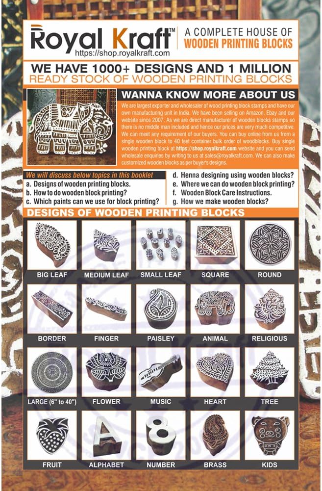 Pottery Printing Blocks Retro Fish Pattern Wooden Stamps (Set of 6) Htag1958