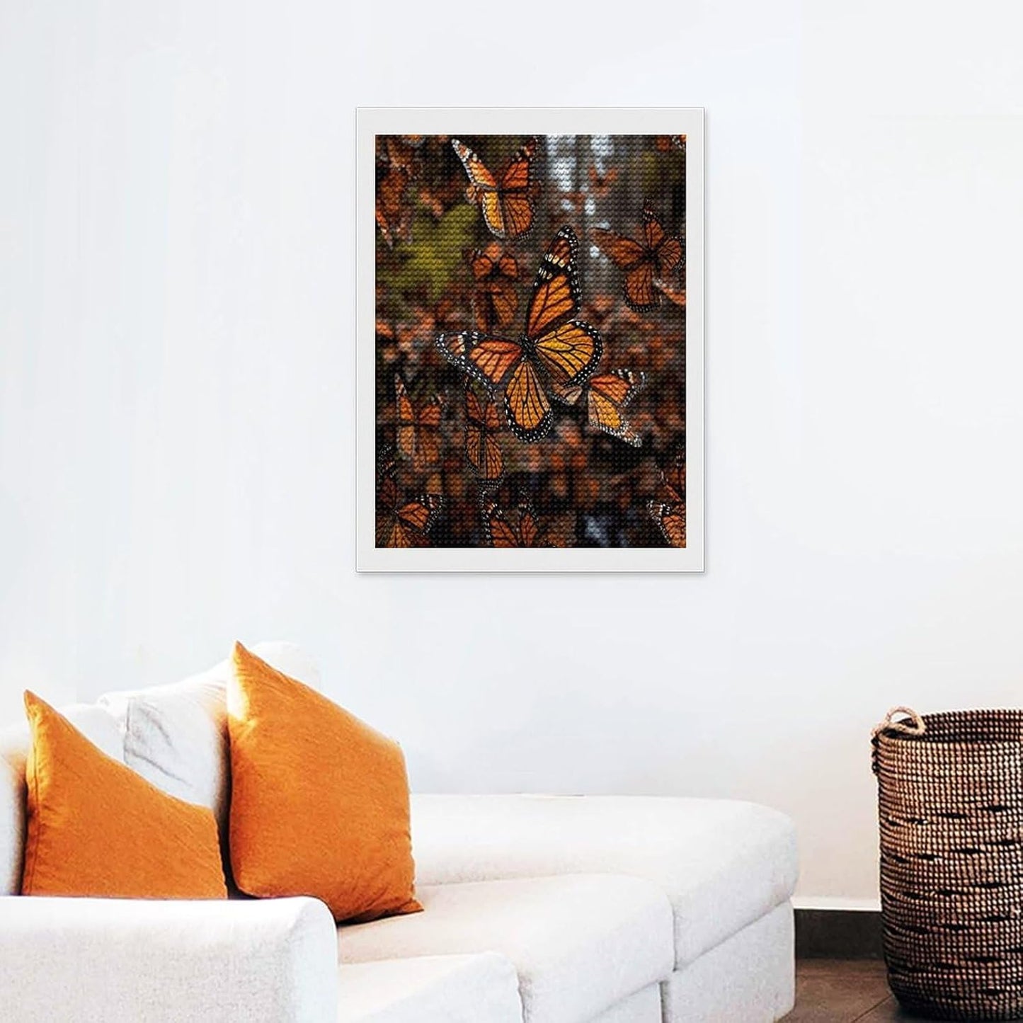 VstaDank Monarch Butterflies Diamond Painting Kits Exquisite DIY Full Round Drill Diamond Dots Painting for Adults Beginner Diamond Photo Paint with Diamond Picture Art Wall Decor 12"x20"