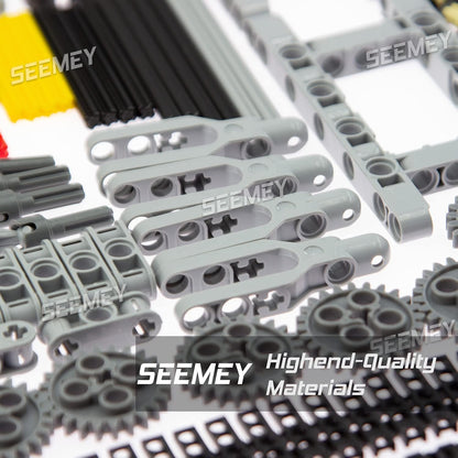 SEEMEY 855Pcs MOC Spare STEM Parts, Cars Gears Axles Wheels Connectors Building Block Accessories Pieces Sets, Chain Link Pins Connector Joints Bricks, Shock Absorber