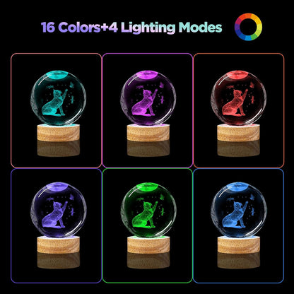3D Solar System Crystal Ball Night Light with 16 Color LED Wooden Base, Upgraded 3.15 Inch Galaxy Planets Glass Ball Lamps with Remote for Birthday Christmas, Astronomy Space Gifts for Boys Girls