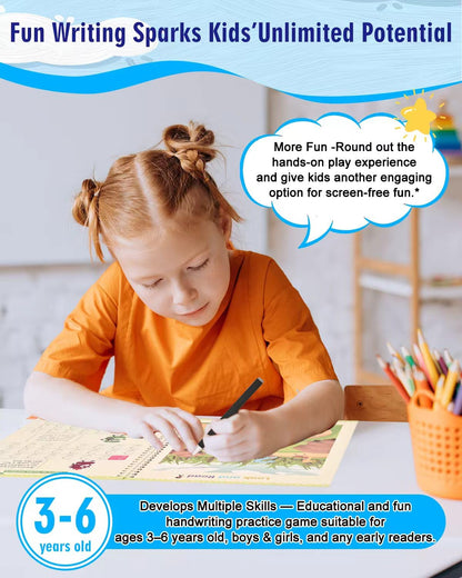 Magic Grooved Writing Practice for Kids - Grooved Writing Books for Kids 3-5 - Handwriting Practice Workbooks for Kids 8-10 - Preschool Tracing Books