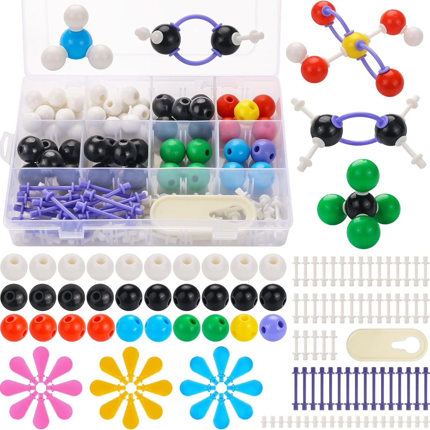 135 Pcs Rganic Chemistry Model Kit, Portable Molecular Model Kits for Chemistry Classes, Orgo Modeling Kit for Students & Teachers Organic ＆ Inorganic Learning