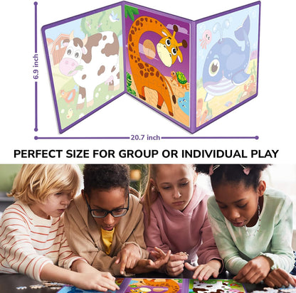 QUOKKA Magnetic Puzzles for Kids Ages 4-6 – Magnetic Fractions Learning Set for Kids 6-12 – Math Games for Homeschooling, Classrooms & Travel – 110 Magnets, 12 Task Pages, Marker – Toddler Travel Toys
