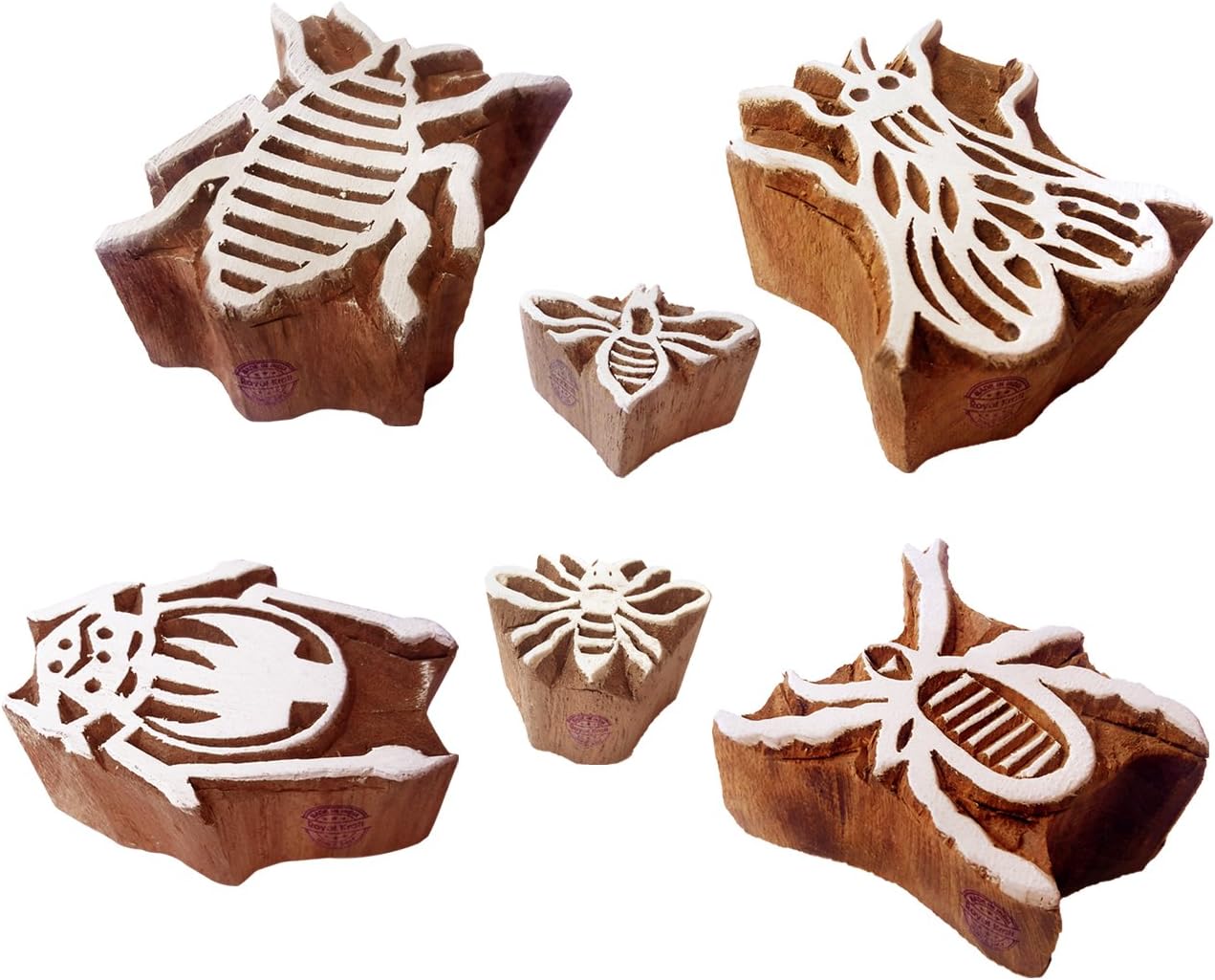 Pottery Printing Blocks Retro Fish Pattern Wooden Stamps (Set of 6) Htag1958