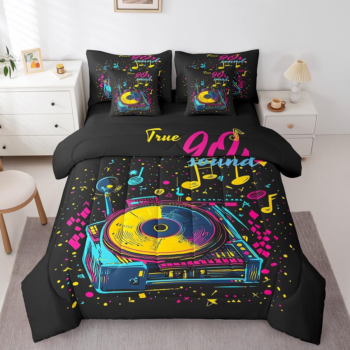 Erosebridal Chemical Equation Bed in a Bag Queen Comforter Set 7 Piece,Chemistry Bedding Sets Science Students Learning Gift Sheet Set with Comforter,Molecular Formula Education Bed Set - Colors B