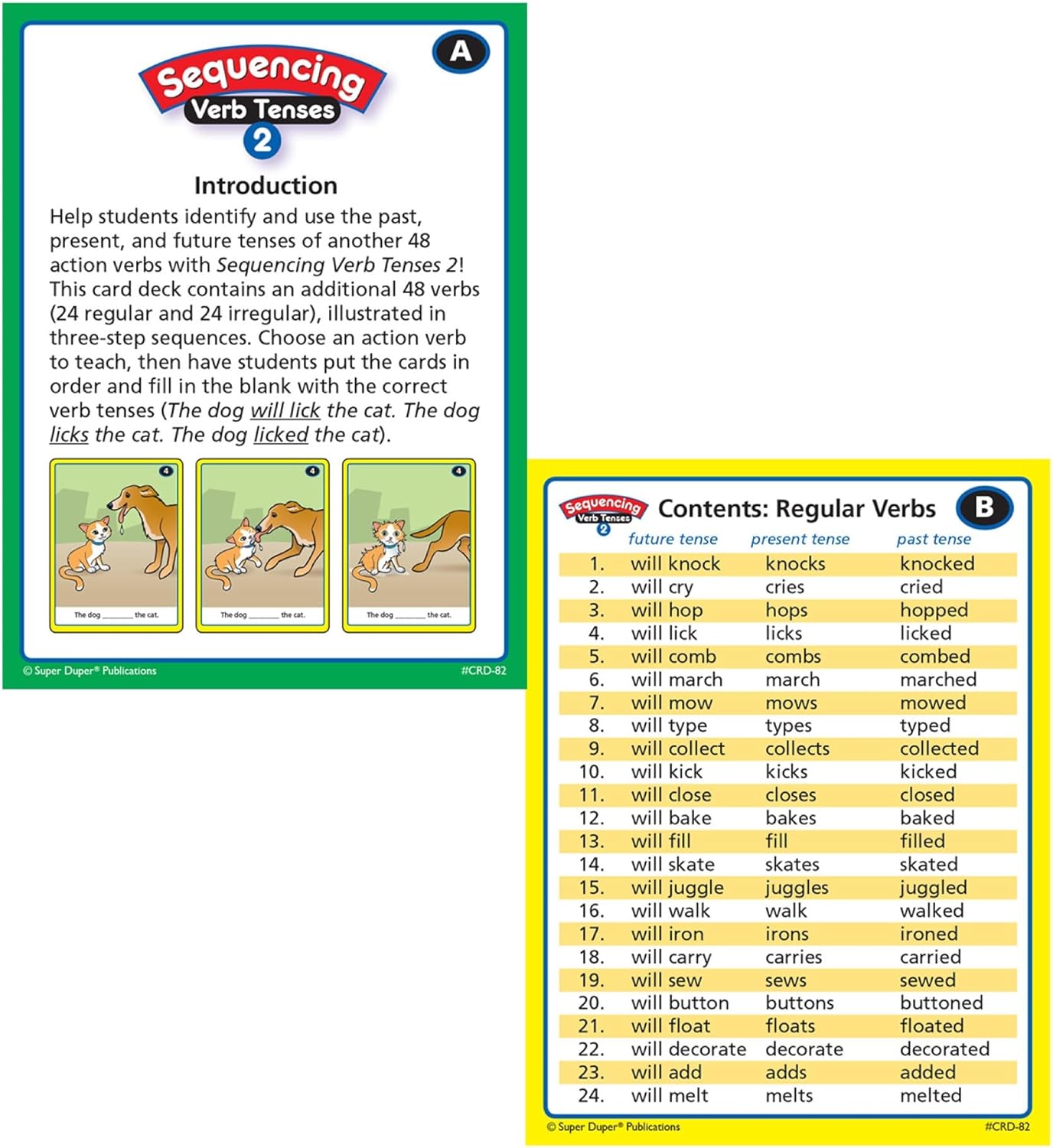 Super Duper Publications | Sequencing Regular and Irregular Verb Tenses Set 2 Fun Deck | Communication and Early Reader Skills Flash Cards | Educational Learning Materials for Children
