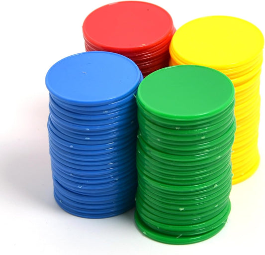 Smartdealspro 100pcs 32mm/1.26 Inch Opaque Plastic Learning Counters Disks Mini Poker Chips Game Tokens with Storage Box (Red)