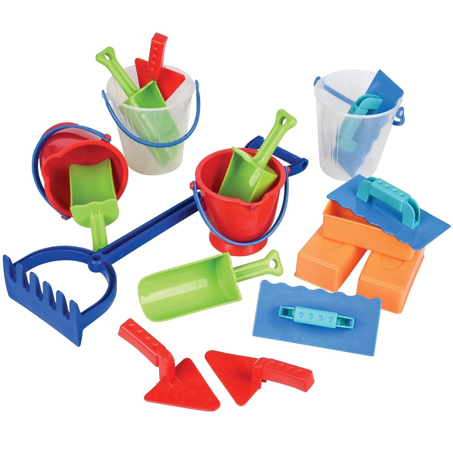 18-Piece Deluxe Sand & Water Play Set – Buckets, Scoops, Spades, Rake & Molds for Sensory Play, STEM Learning & Outdoor or Classroom Use