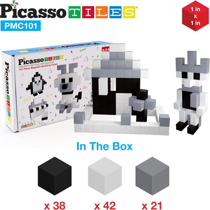 PicassoTiles 60pc Magnetic Puzzle Cube Building Set 1 Inch 3D Blocks STEM Construction Toy for Toddlers Kids Boys Girls Age 3+ Montessori Learning Travel Sensory Gift with Educational Idea Book PMC60