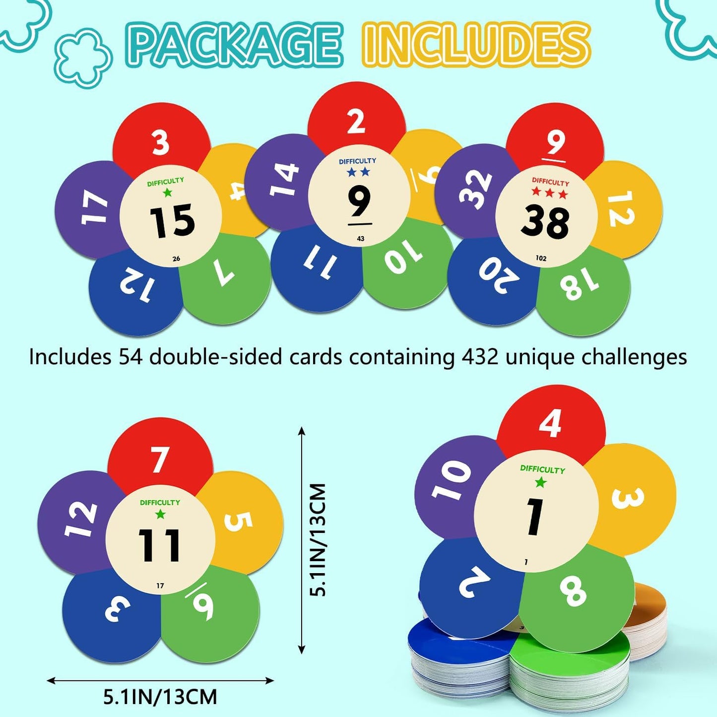 Fun Math Game STEM Toy to Practice Multiplication, Division, Addition and Subtraction Classroom for Kids Ages 6+ Homeschooling Family Smart Card Game Gift for Birthday, Back to School, Christmas