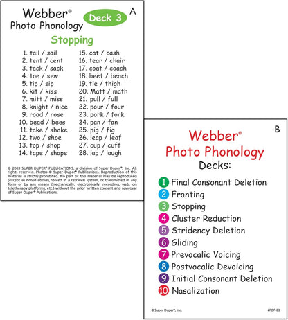 Super Duper Publications | Webber® Photo Phonology Stopping Minimal Pair Card Deck | Educational Learning Resource for Children