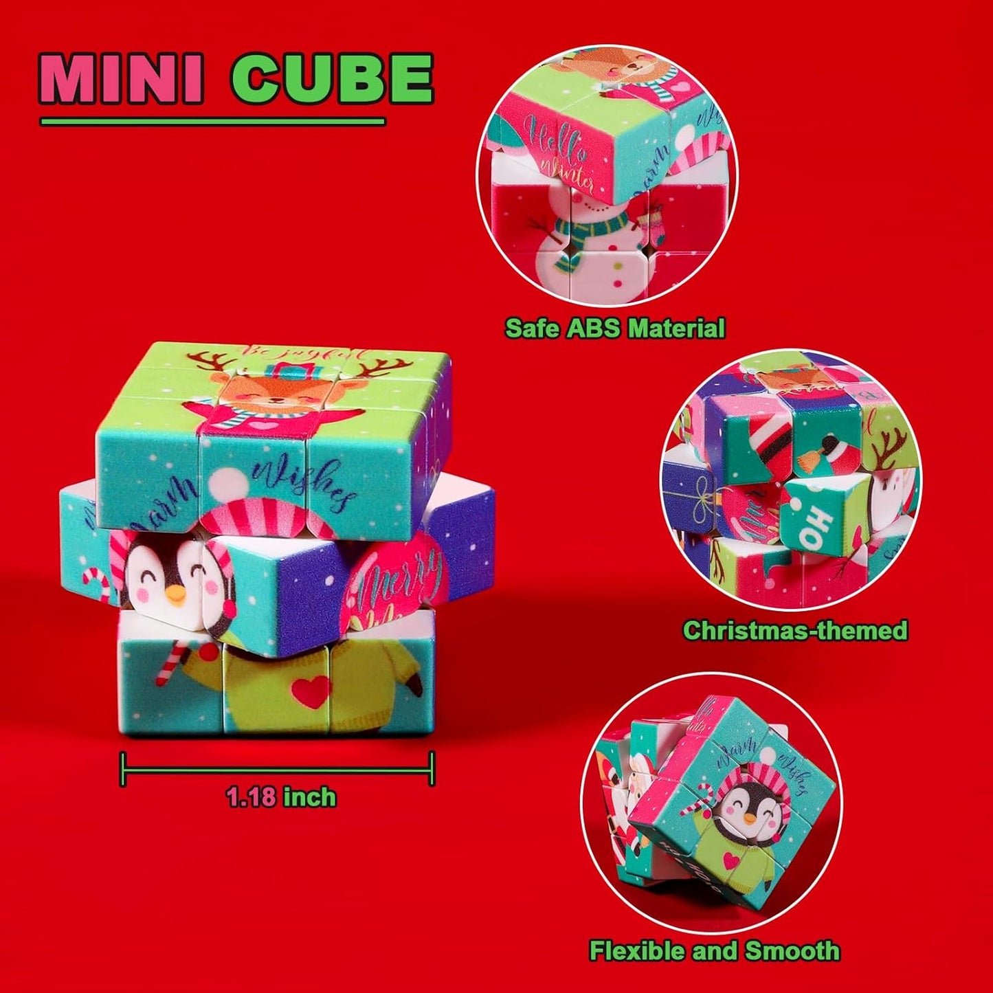48 Pack Mini Cube Bulk, 1.18 Inch 3x3x3 Small Puzzle Cubes Set, Birthday Party Favors, Classroom Rewards Prizes, Stocking Stuffers, Easter Basket Fillers for Kids