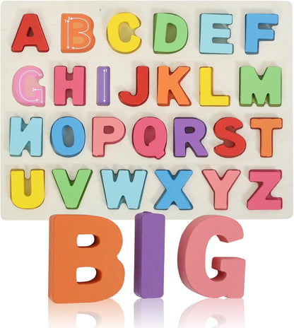 Kairsya Alphabet Puzzle - montessori Wooden Puzzles for Toddlers 1-5 | abc Alphabet Puzzles Learning Toys for toddlers toddler learning toys Preschool Educational Gift for kids Lowercase Letter Puzzle
