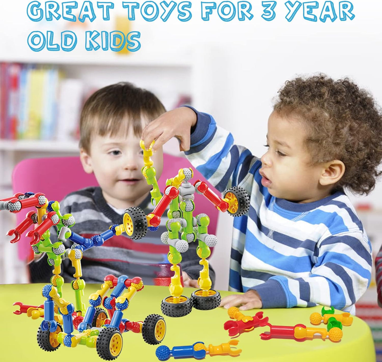 Caferria Kids Building Kit STEM Toys, 110 Pcs Educational Construction Engineering Building Blocks DIY Learning Set for Ages 3-10 Year Old Boys Girls, Best Gift for Children Creative Games Fun Play