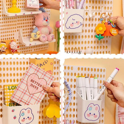 PegBoard Wall Organizer, Plastic Wall Pegboard Kit, 2 White Pegboard and 10 Pegboard Accessories, Wall Mount Pegboard with Hooks, Wall Display Peg board for Home and Office, 19.5” x 9.5”