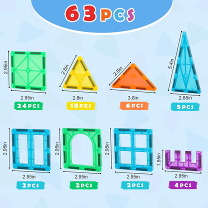 Gemmicc 100 PCS Magnetic Tiles with 2 Cars, STEM Approved Educational Magnet BuildingToys, Magnet Puzzles Stacking Blocks for Boys Girls