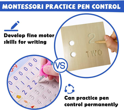 Wooden Montessori Toddler Counting Peg Board Box - Numbers & Math Toys for 1-3 Year Olds