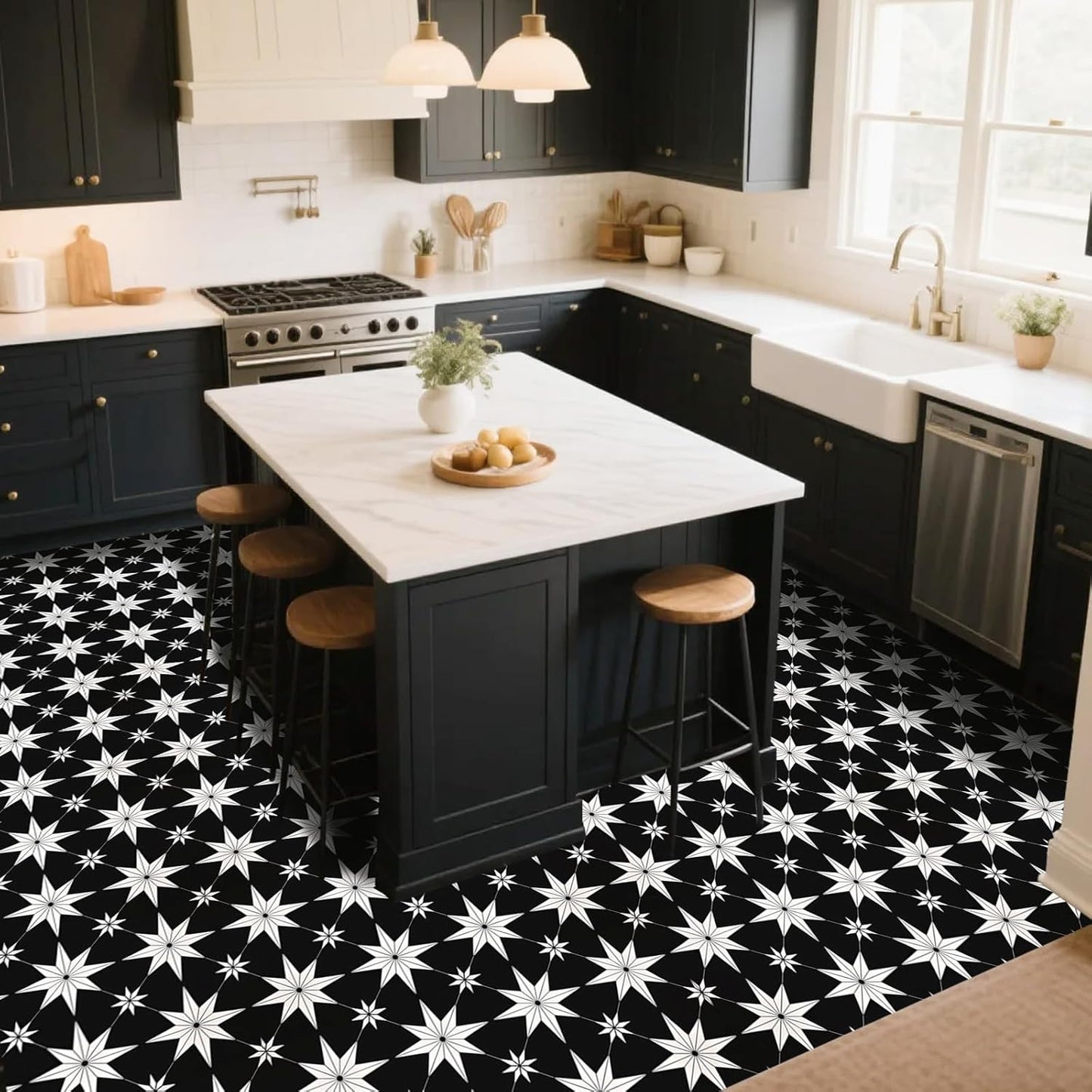 Peel and Stick Floor Tiles, Vinyl Flooring Waterproof for Bathroom Kitchen Bedrooms Living Room Fireplace Wall RV (10, White, 11.8" x 11.8")
