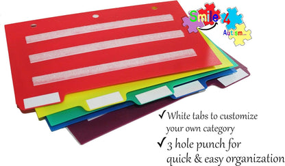 Smile4autism Large 2.5x10 ¼” Tools Perfect to Keep Your Loose Visual Picture Cards Organized. Autism, ABA, ADHD, Language & Apraxia Aspergers