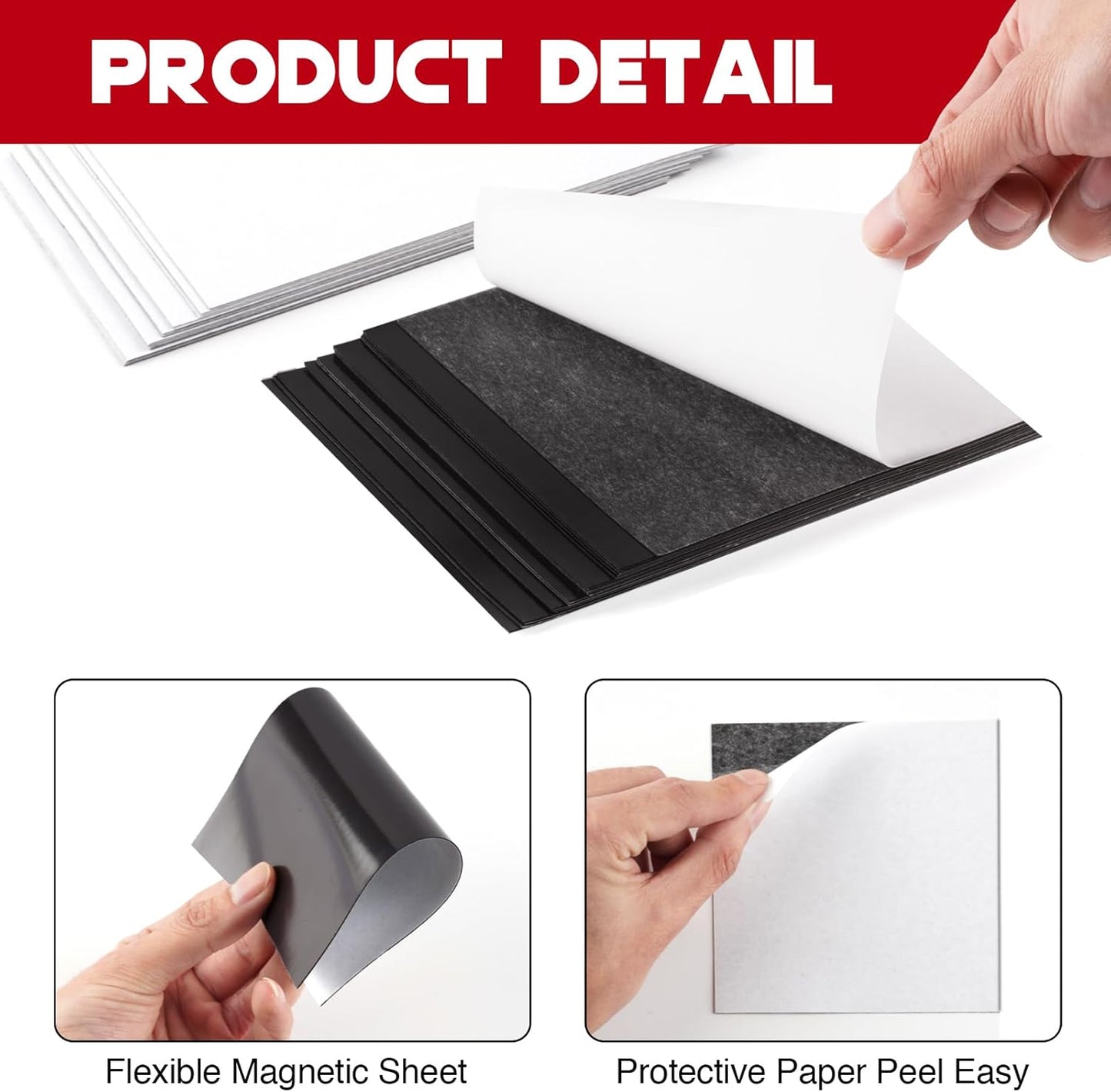Adhesive Magnetic Sheets for Letter Size 8.5x11 (Pack of 8),Magnet Sheets with Self-Stick Adhesive for Home/Classroom/Office,Easy Cut DIY Paper Craft Magnet