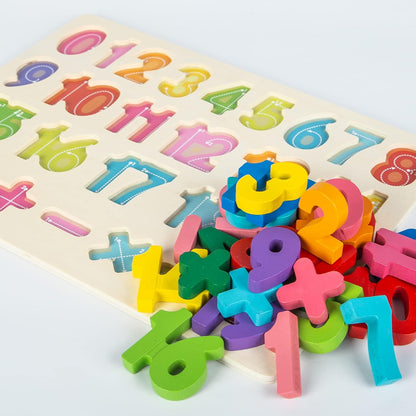 Attmu Wooden Puzzles for Toddlers, 6 Pcs Alphabet Puzzle ABC Shape Number Animal Farm Puzzle, Learning Toys for Kids, Preschool Educational Activities Toddler Gift Toys for Girls Boys Christmas Easter