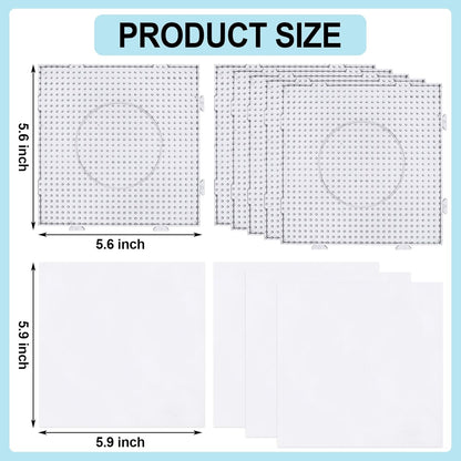Phinus 6 PCS 5mm Fuse Beads Pegboards Kits, Plastic Bead Boards with 4 PCS Ironing Paper, Large Square Clear Beads Pegboards for Kids Craft Bead, DIY Craft Bead