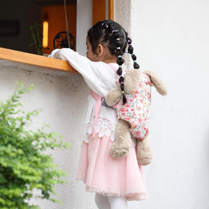 GAGAKU Baby Doll Carrier for Little Girls, Reborn Doll Accessories for Toddlers 3+ Years Old, Kids Toy Baby Dolls Sling Carrier - Pink - Moonflower