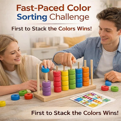 Color Matching Stacking Puzzle Game, Fast Pattern Challenge Ring Stack Puzzle for 2 Players| Competitive Tabletop Brain Teaser for Family Game Night