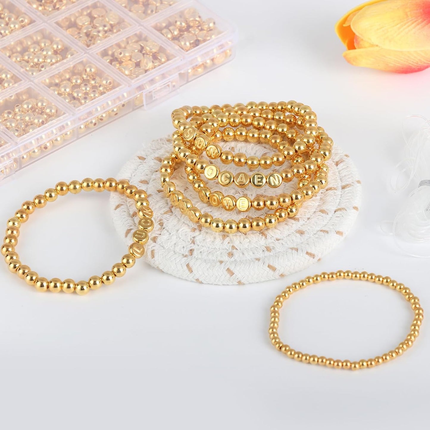 Hpebl 2136PCS Beads for Bracelets Pearl Bracelet Making Kit Friendship Bracelet Kits Bracelet Bead Kits Small Pearl Bead and Gold Beads Beading Kit for Bracelets Jewelry Making Kit