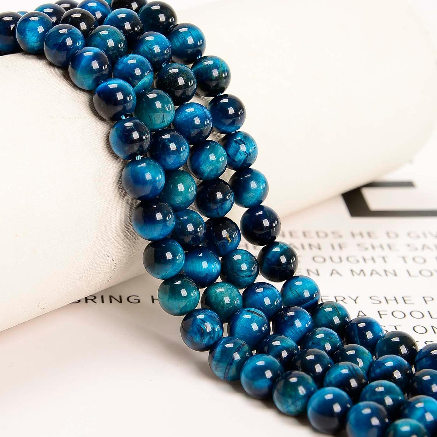NCB 100pcs Original Natural Stone Beads Gemstone Round Loose Beads 6mm 8mm 10mm (Blue Aventurine, 6mm 100Beads) - Colors A