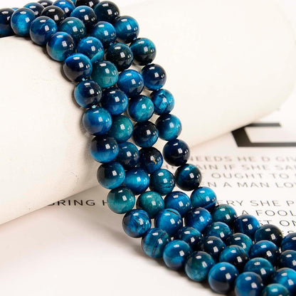 NCB 100pcs Original Natural Stone Beads Gemstone Round Loose Beads 6mm 8mm 10mm (Blue Aventurine, 6mm 100Beads) - Colors A