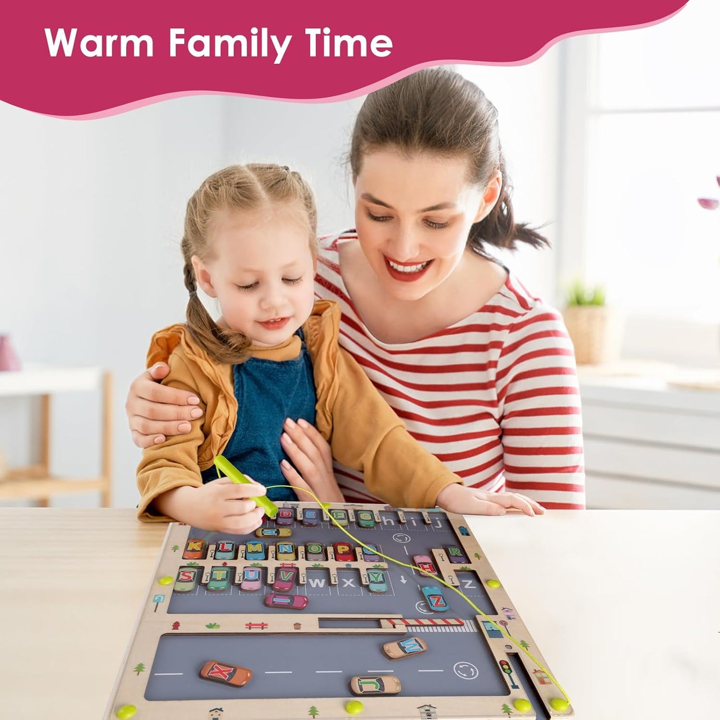 Magnetic Wooden Fishing Game Toy for Toddlers, Alphabet Fish Catching Counting Games Puzzle with Numbers and Letters, Preschool Learning ABC Math Educational Toys 3 4 5 Years Old Girl Boy Kids