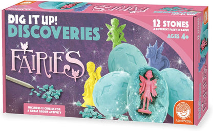 MindWare Dig It Up! Discoveries Fairies Dig Kit – 12 Surprise Eggs and 12 Fairies Toys for Girls & Boys - Great for Birthday Party Kids Activities - Ages 4 and Up