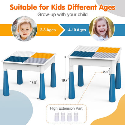 arscniek Toddlers Activity Table 7 in 1 Kids Activity Tables and 4 Chairs with 152Pcs Large Marble Run Building Blocks, Sand/Water Tables, Kids Learning Play Table Toys for Girls Boys Toddler Age 3-7