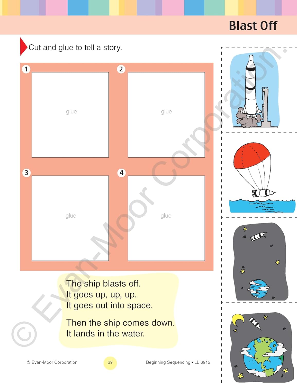 Evan-Moor Learning Line: Beginning Sequencing, Prek - Kindergarten Workbook