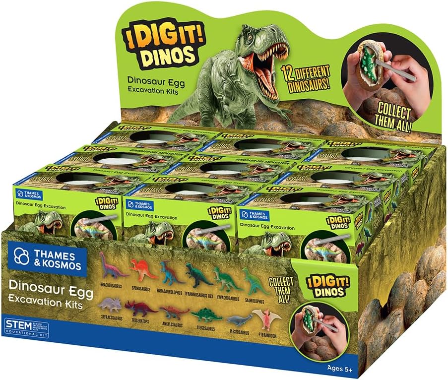 Thames & Kosmos I Dig It! Dinosaur Egg Excavation Gift Set | 18 Dig-Out Kits in Individual Gift Boxes, Great for Party Favors, Stocking Stuffers, Easter Baskets, Ages 5+