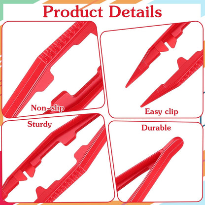 Jeffdad 24PCS Plastic Craft Tweezers, Plastic Tweezers for Kids, Fine Point Bead Tweezer, Professional Beading Tools for DIY Handmade Jewelry Making Beading Projects