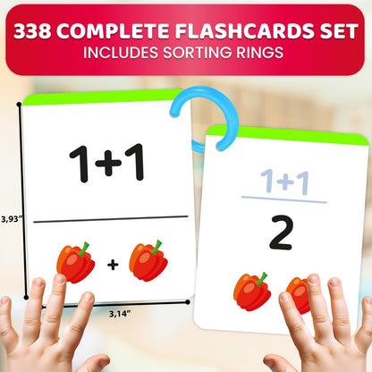 QUOKKA Multiplication and Division Flash Cards for Kids Ages 4-8 – 338 Math Flashcards for Kids 5-7 - Visual Aids | Sorting Rings | Reference Cards – Math Games 1st to 3rd Grade for Classroom & Home