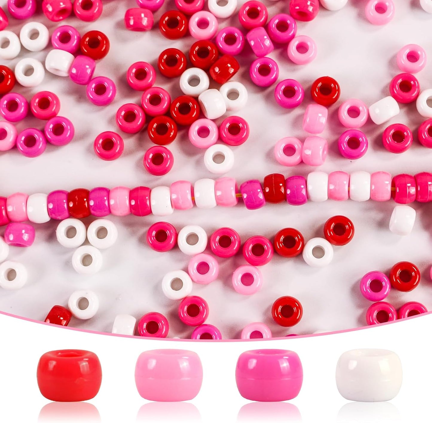 2000 Pcs Multi-Colored Glitter Pony Beads, 6x9mm, Round, Acrylic, Loose Beads, Perfect for Bracelets, Jewelry Making, Crafts