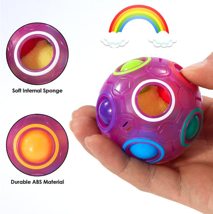 Vdealen Magic Rainbow Puzzle Ball, Fidget Ball Puzzle Brain Teaser Fidget Toy for Boys & Girls- Birthday Party Easter Valentines Christmas Stocking Stuffers for Kids Teen & Adults(Off White)