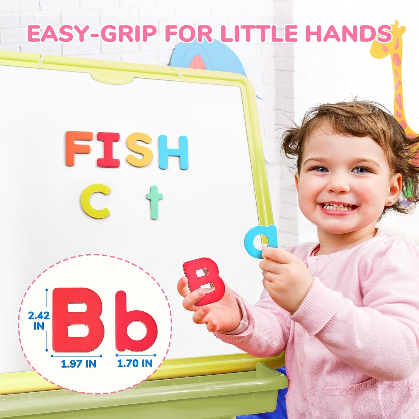 JoyCat Wooden Magnetic Letters and Numbers, Large Size Alphabet ABC 123 Fridge Magnets for Toddlers & Kids, Uppercase Lowercase, Preschool Spelling Learning Refrigerator Gift Toy Set (89 PCS)