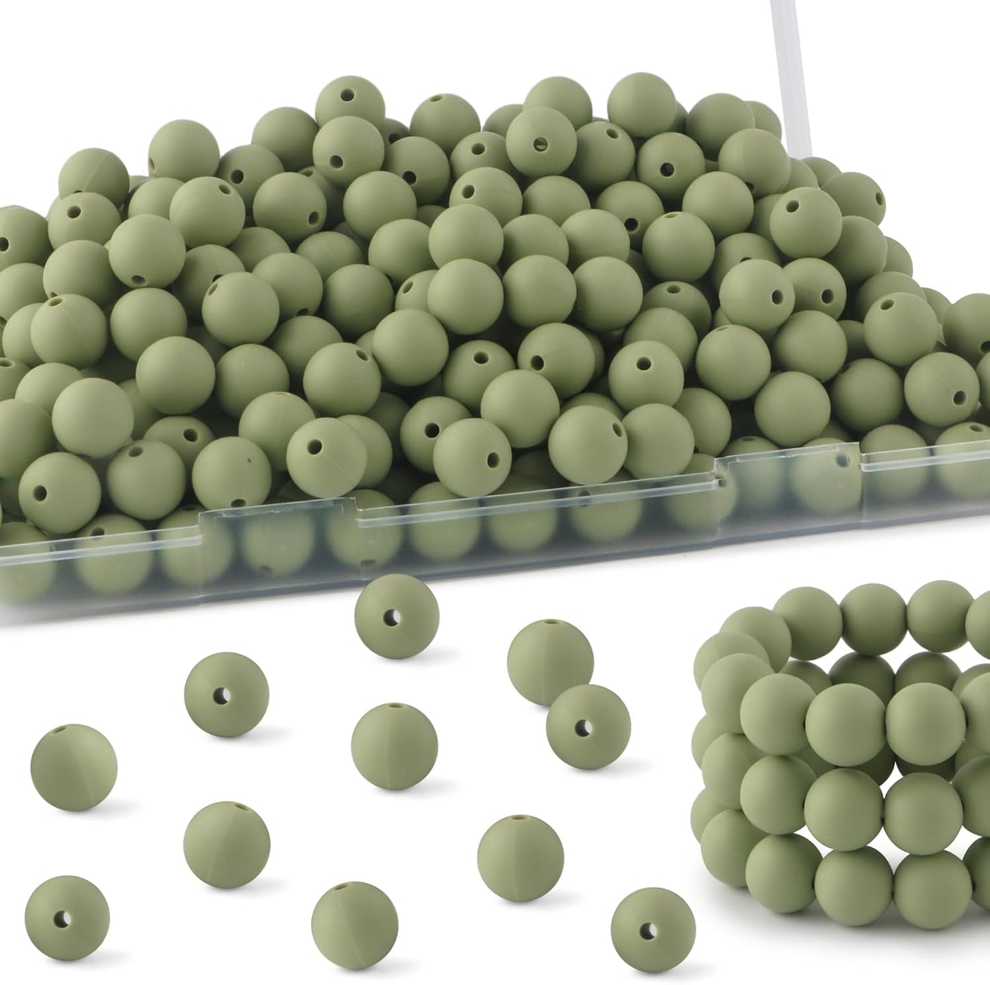 65Pcs 19mm Silicone Beads for Keychain Making Bracelet Necklace, Bulk Round Silicone Beads for Pens（Christmas Green） - Colors B