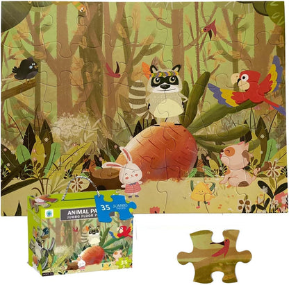 Jumbo Floor Puzzle for Kids, Large Jigsaw Puzzles 35 Piece for Kids Ages 3-5,Preschool Learning & Education Toys, Gifts for 4-8 Year Old Boys and Girls (Grassland Animal)