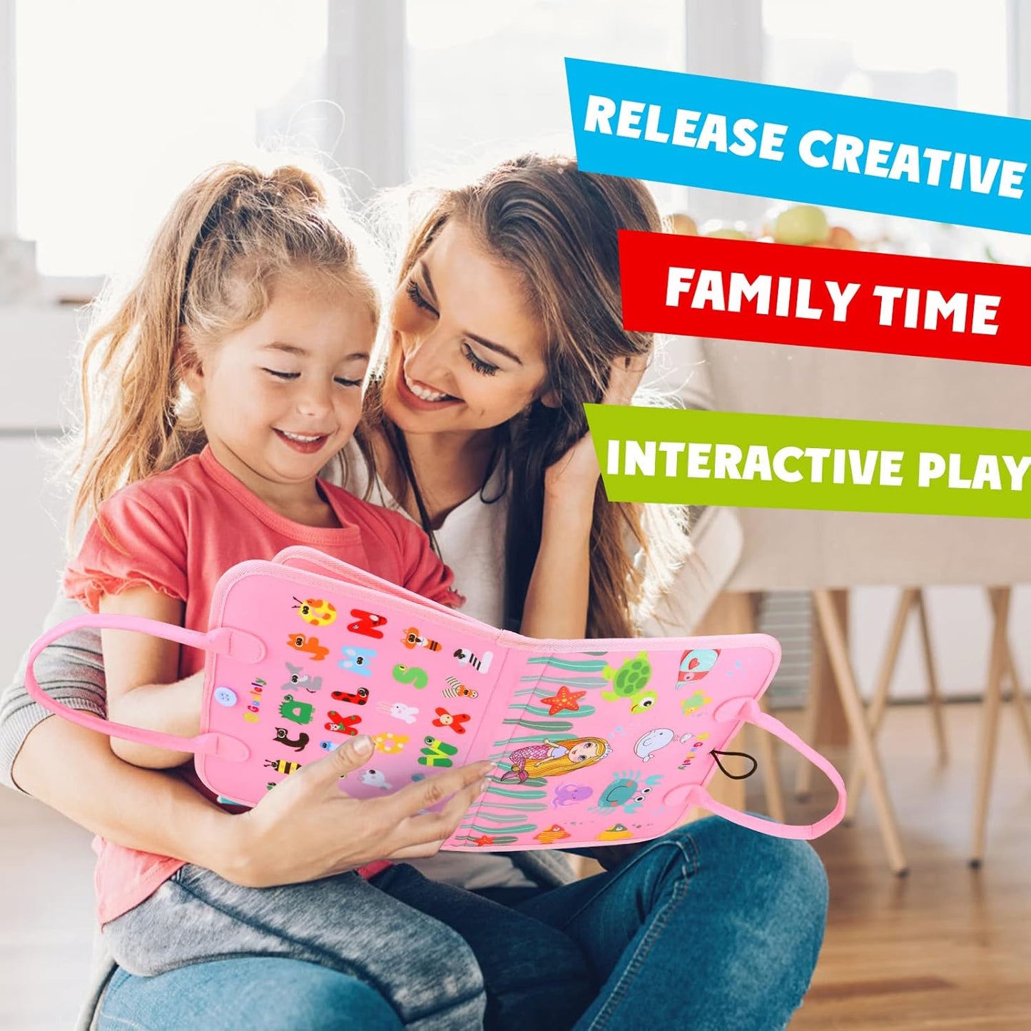 Guolely Busy Board Montessori Toy for 3-6 Year Old Toddlers - Educational Activity Developing Sensory Board for Fine Basic Dress Motor Skills - Travel Toys for Plane Car, Gift for Boys Girls