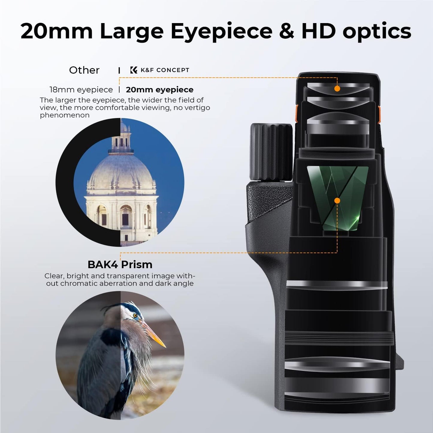 K&F Concept 8-32X50 Zoom Monocular - High Power Dual Focus Prism Compact Monoculars for Kids Adults, with Phone Adapter, Low Light Night Vision, FMC Lens for Bird Watching Hunting Travel Camping Starg