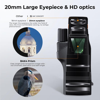 K&F Concept 8-32X50 Zoom Monocular - High Power Dual Focus Prism Compact Monoculars for Kids Adults, with Phone Adapter, Low Light Night Vision, FMC Lens for Bird Watching Hunting Travel Camping Starg