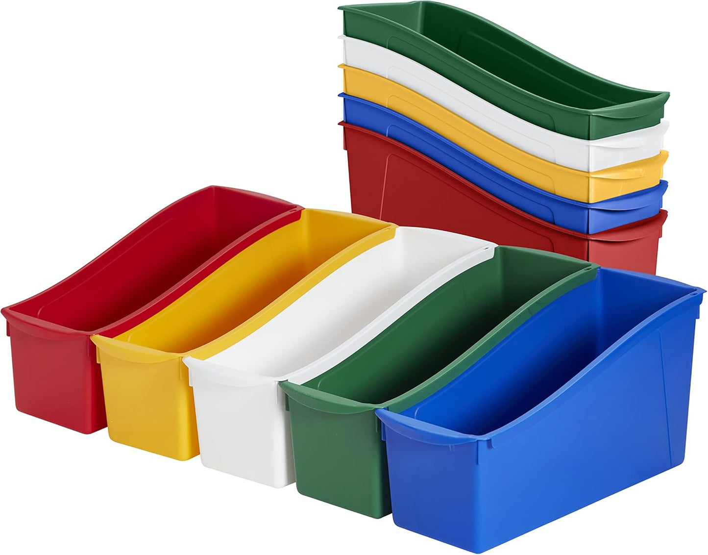 ECR4Kids Linking Plastic Storage Book Bin, Multipurpose Organization, Neon Purple, 10-Piece