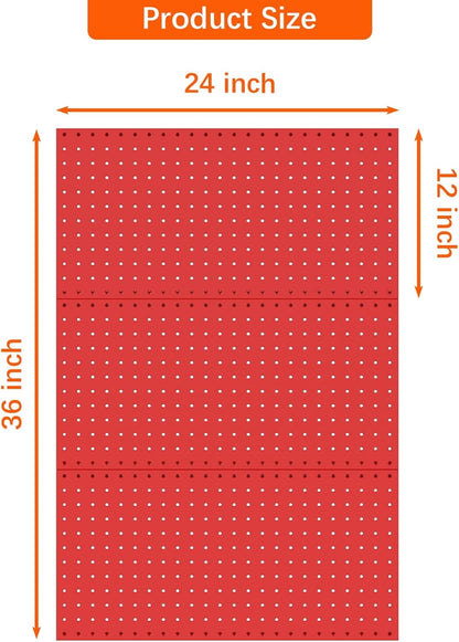 TORACK 3 PCS Metal Pegboard Panels(12x24 inch) for Wall Garage Tools Storage Pegboard for Workbench, Modular Peg Board Tool Organizer Board Kit(Pack of 3, Orange)
