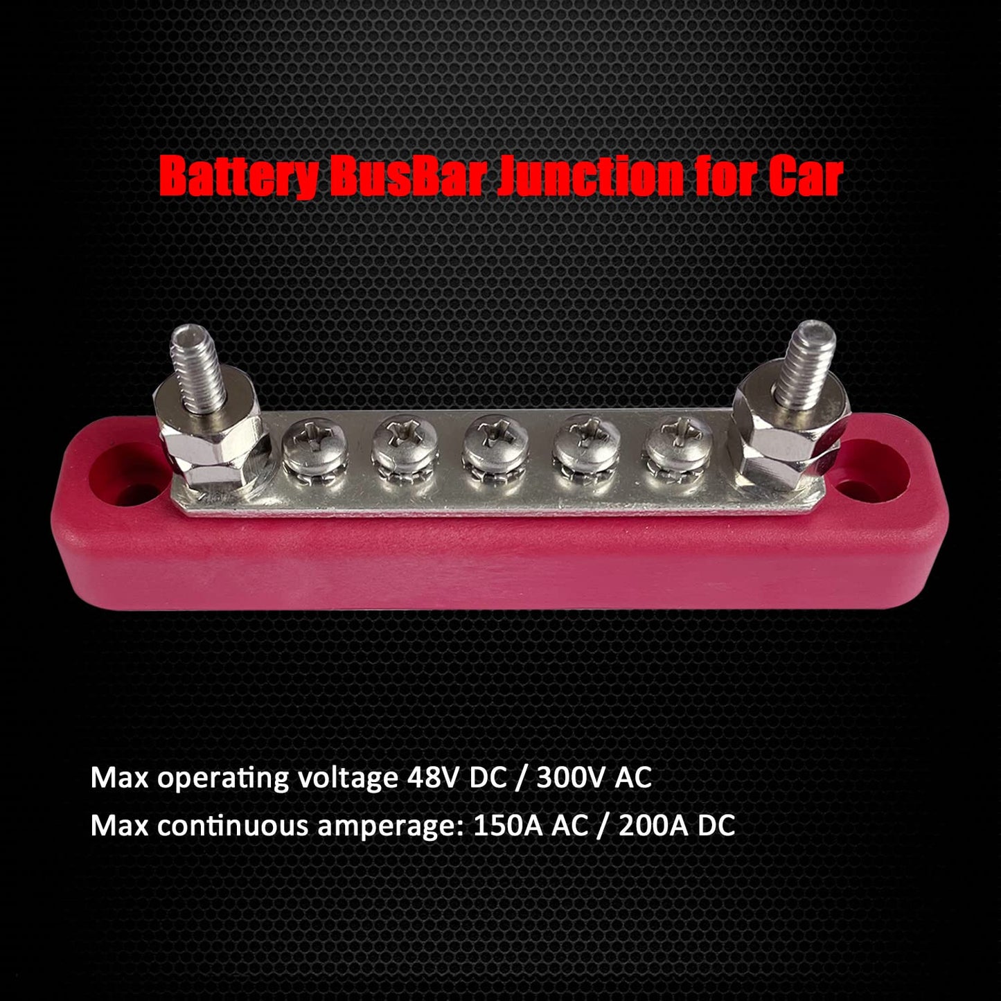 2 x #10 (M5) Studs Power Distribution Block with 5 x #8 (M4) Screws, Ampper 4.2" Bus Bar 12V Power Distribution Terminal Block Battery Busbar for Car Audio Solar (Red & Black)